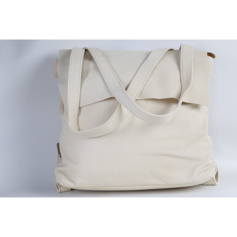 Hobo International Cream Leather Shoulder Bag Large Slouchy Tote Pocket Backpack - Picture 5 of 16